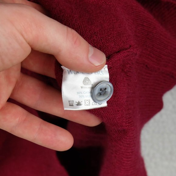 Woolovers Cardigan Womens Medium Red Burgandy Cashmere Merino Button Up Preppy - Picture 7 of 12